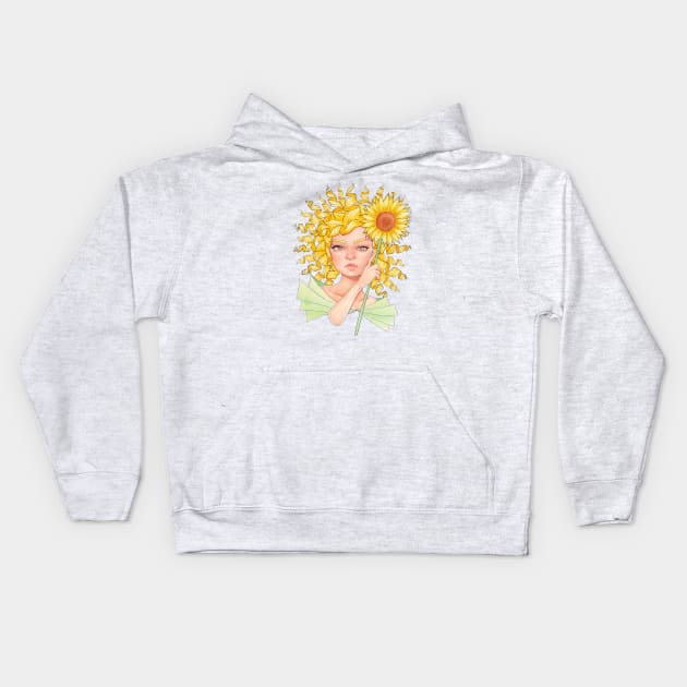 Sunflower Girl Kids Hoodie by Leonie Jonk